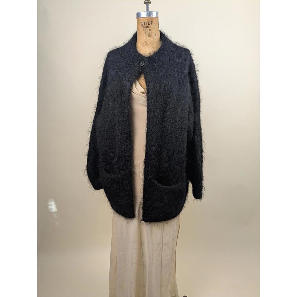 1980's black oversized mohair cardigan